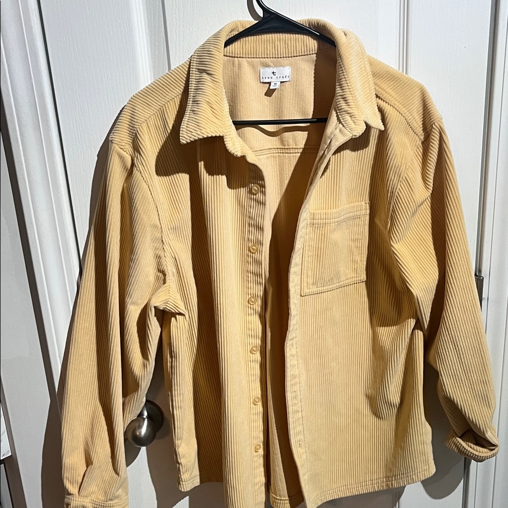 True Craft Women's Yellow Corduroy shacket